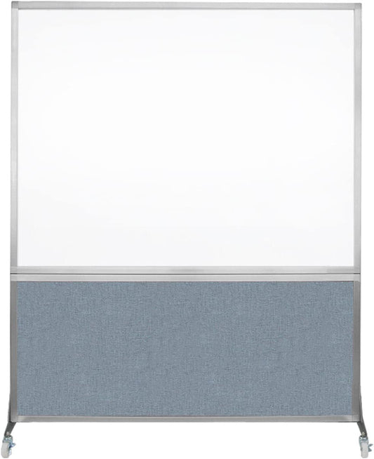 DivideWrite Mobile Whiteboard | Double Sided Dry Erase Board | Portable Office Cubicle Partition | Display for Classrooms, Conference Rooms, Meeting Areas and More | Powder Blue 5' Wide X 6' Tall