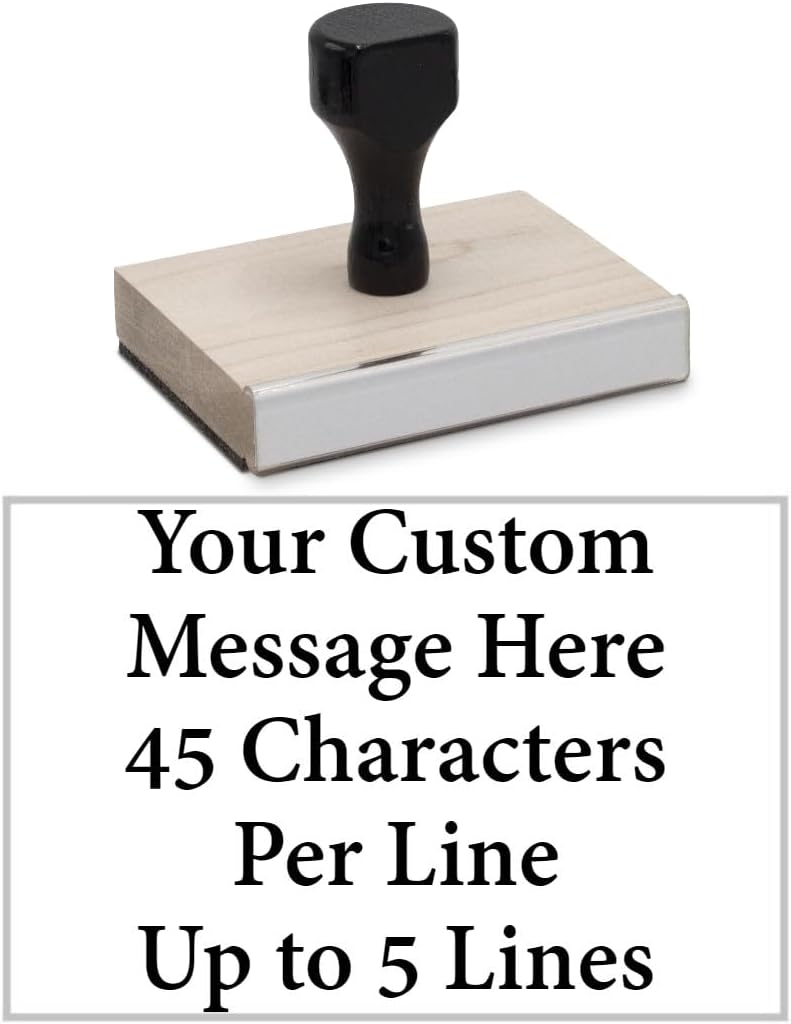 Infusion Custom Text Traditional Wood Stamp with Plastic Handle, 2" x 3"