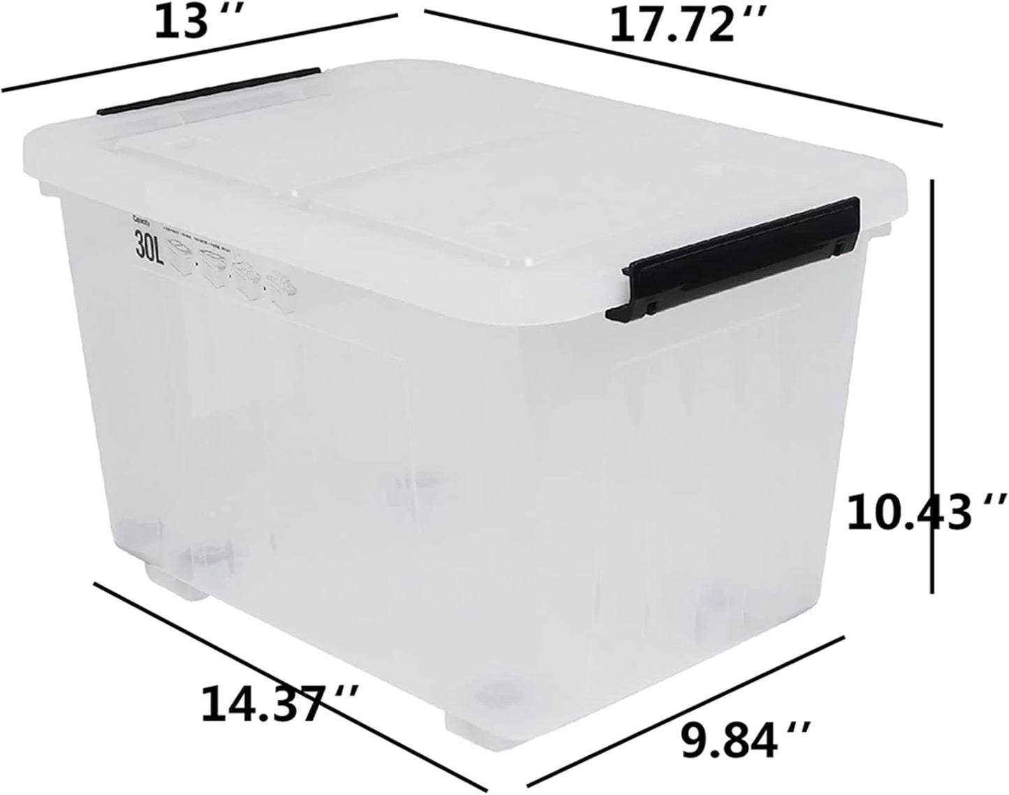 4 Packs 30 Liter Clear Large Storage Boxes Container with Lids and Wheels