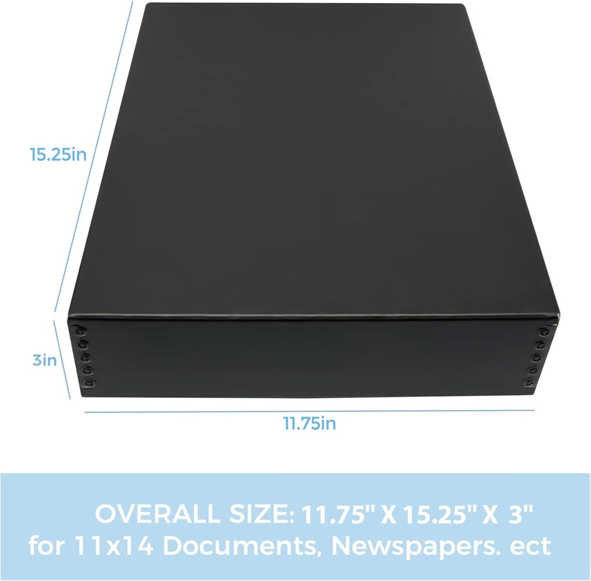 Lineco, 11x14 Black Museum Archival Storage Box, Drop Front Design, 11.75x15.25x3 in, Acid-Free with Metal Edge, Preserves Picture Longevity, Organize Photos Documents, Crafts, DIY, 2 Pack