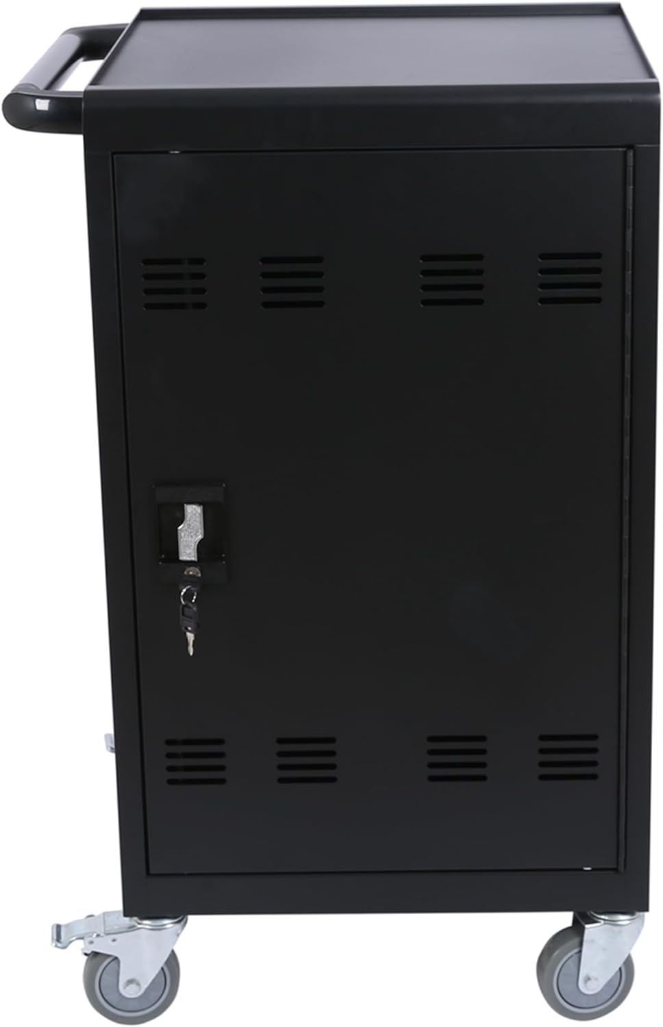 30 Devices Mobile Charging Cart and Cabinet, Laptop Storage Cart, Lockable Charging Station, Cables are Easy to Manage, Up to 16.3" Screen for Tablets Laptops, Laptop, and Chromebook, Black