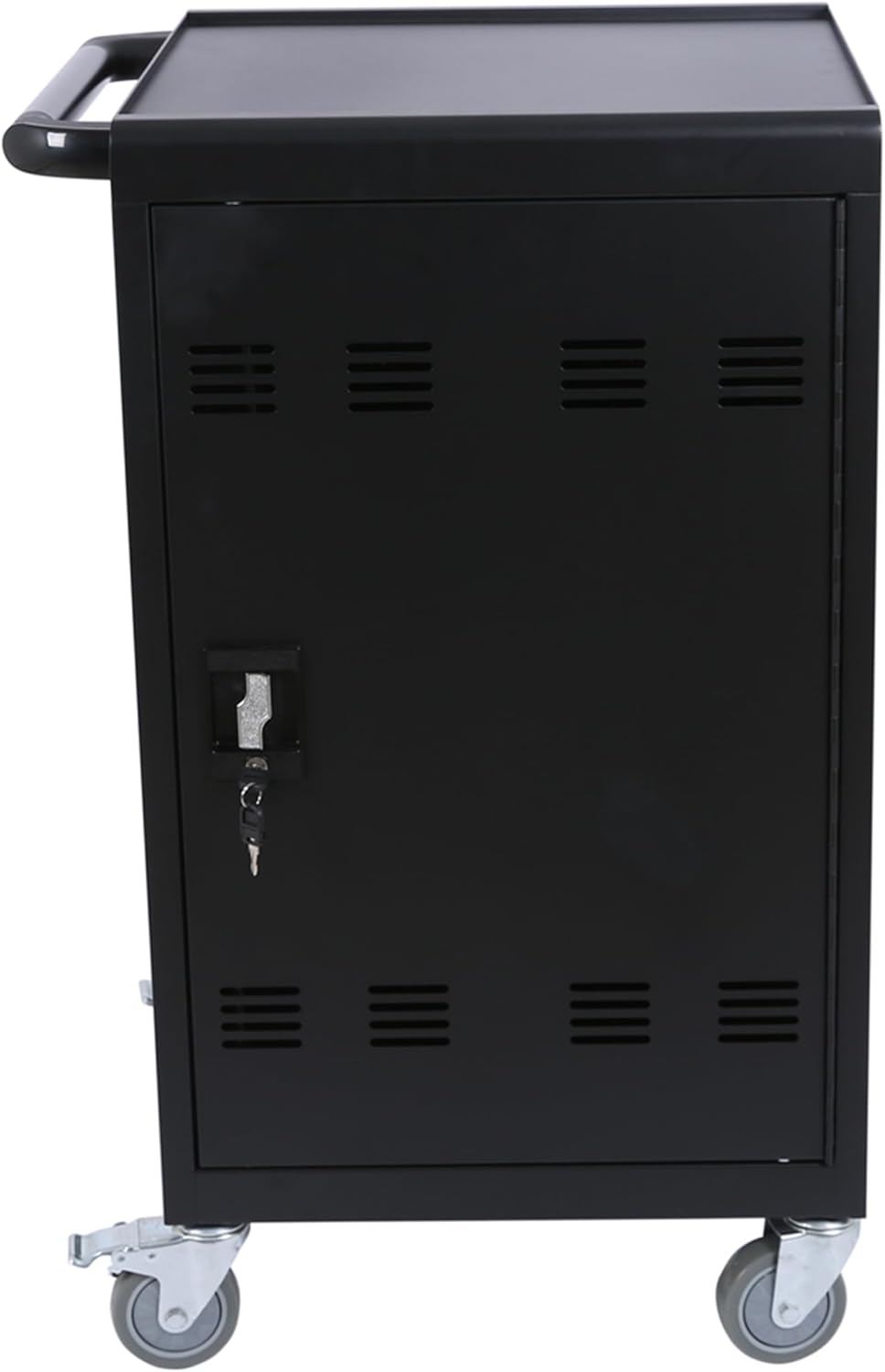 30 Devices Mobile Charging Cart and Cabinet, Laptop Storage Cart, Lockable Charging Station, Cables are Easy to Manage, Up to 16.3" Screen for Tablets Laptops, Laptop, and Chromebook, Black