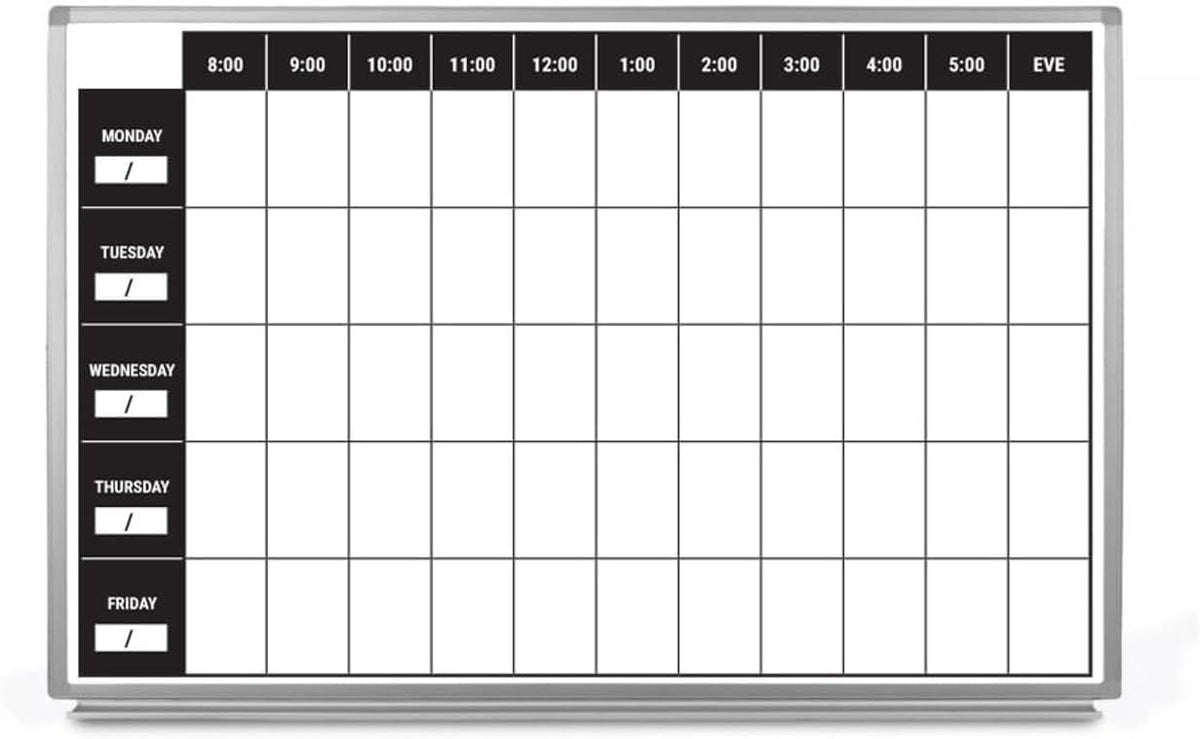 Work Week Dry-Erase Scheduling Whiteboard 60" x 40"