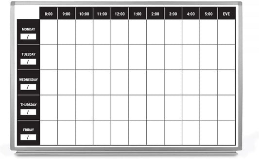 Work Week Dry-Erase Scheduling Whiteboard 60" x 40"