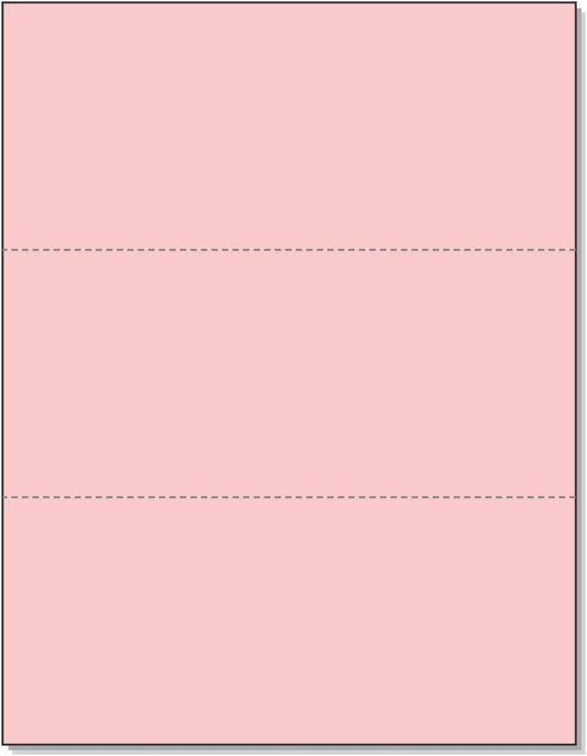 NextDayLabels - Pack of 500 Sheets, 8-1/2 x 11" Letter Size Perforated Paper (Pink, Perf @ 3-2/3" and 7-1/3")