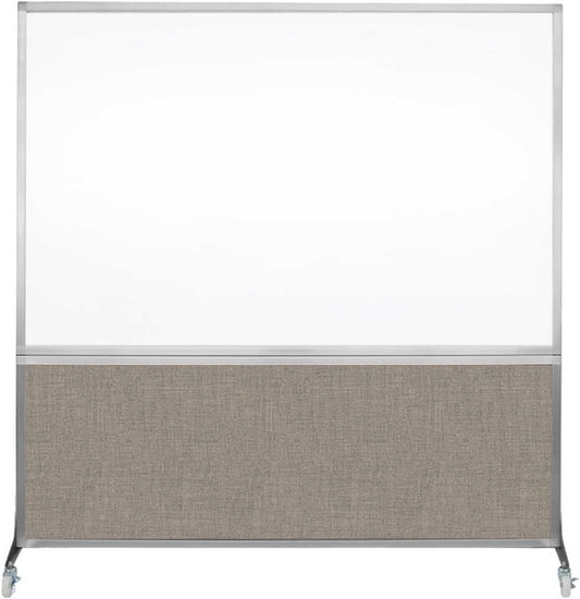 DivideWrite Mobile Whiteboard | Double Sided Dry Erase Board | Portable Office Cubicle Partition | Display for Classrooms, Conference Rooms, Meeting Areas and More | Warm Pebble 6' Wide x 6' Tall