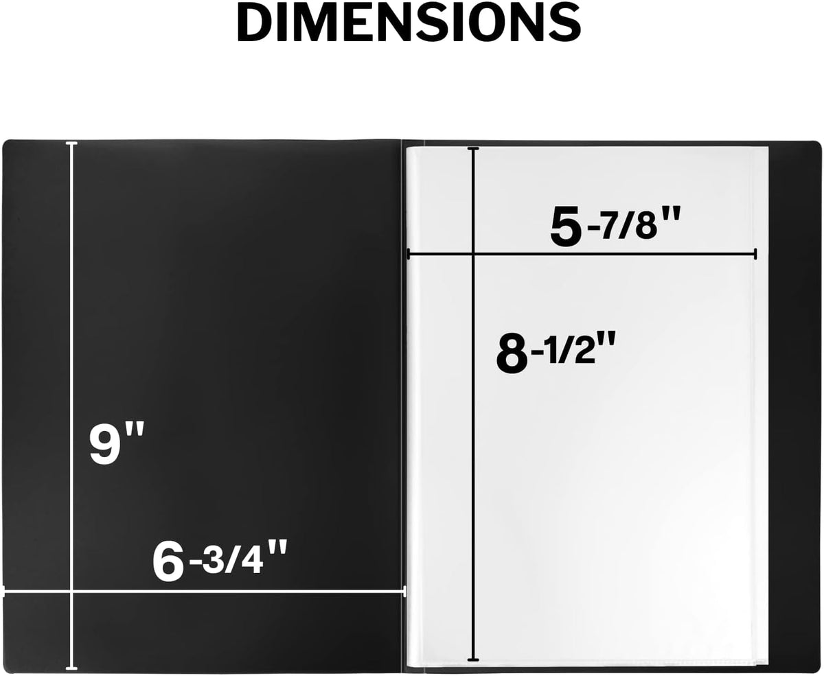 Dunwell Small Presentation Book 5.5x8.5 (12-Pack, Black), 24 Pockets Display 48 Half Size Pages, Plastic Binders with Sleeves, 5.5 x 8.5 Mini Booklets, Acid-Free Poly