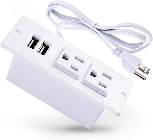 Conference Recessed Power Strip Socket with USB Ports,Table Power Strip,Desktop Charging Station with 2-Outlets and 2 USB Ports