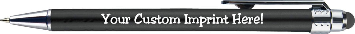 Personalized Pens with Stylus Tip -Bright Vibes- Click action - Custom - Black writing - Printed Name pens - Imprinted with Your Logo or Message - FREE PERSONALIZATION - 12 Pens/Box (Black)