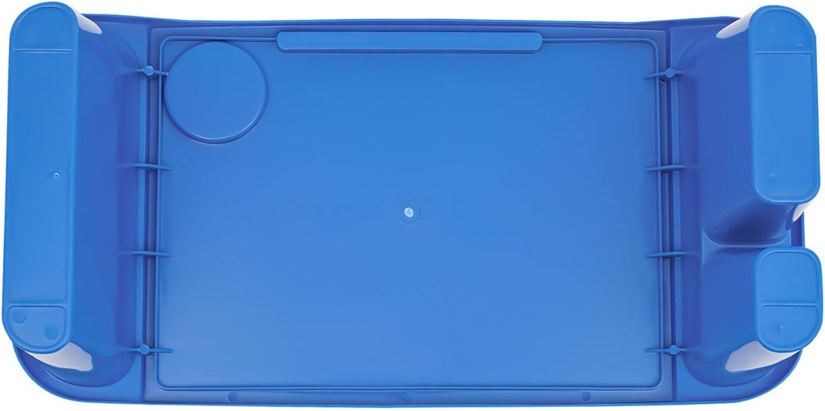 6 Pack Kids Lap Desk Tray with Storage Slots, Portable Lap Desk, Activity Tray, Drawing, Stackable, Writing, Eating, Classroom, 19.69" L x 9.84" W x 7.1" H (Blue)