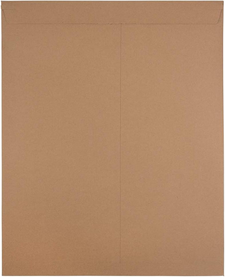 JAM PAPER Stay-Flat Photo Mailer Envelopes with Peel & Seal Closure - 17 x 21 - Brown Kraft - 6 Rigid Mailers/Pack