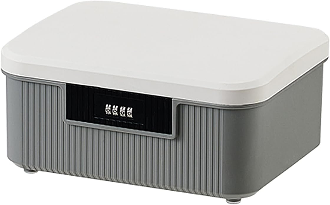 Lockable Storage Container Bin 2.3Gallon / 9L, 2 Layer Combination Lock Box Medicine Case Container for Personal Private Items, Medicines, Food, Snacks, Locking Cell Phone Smart Device Jail (Gray)