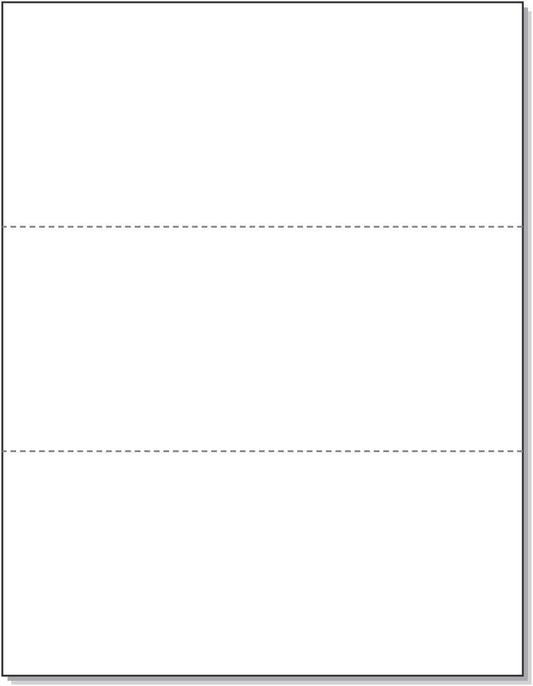 NextDayLabels - Pack of 500 Sheets, 8-1/2 x 11" Letter Size Perforated Paper (White, Perf @ 3-2/3" and 7-1/3")