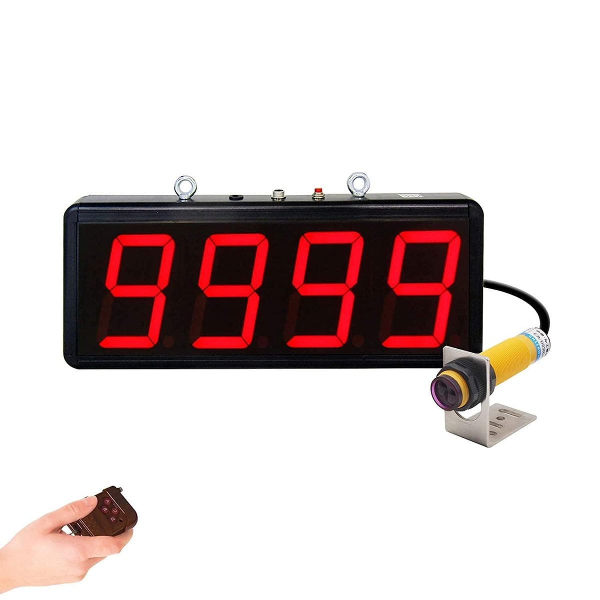 JIAWANSHUN Digital Counter 4-inch Large LED Display Counts Up to 9999 Infrared Sensor Counter for Conveyor Belts Automatic Counting Input AC100-240V Output DC12V