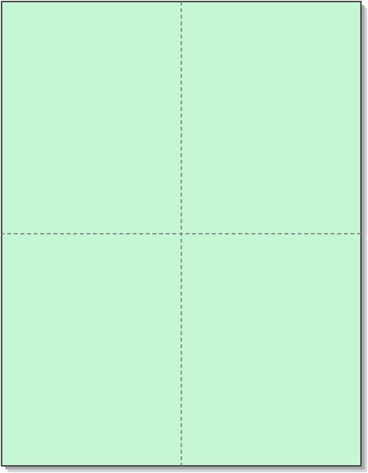 NextDayLabels 8-1/2" x 11" Laser/Inkjet Postcards 4 Per Page, (4-1/4" x 5-1/2" Each Card | Green, 4000 Cards)