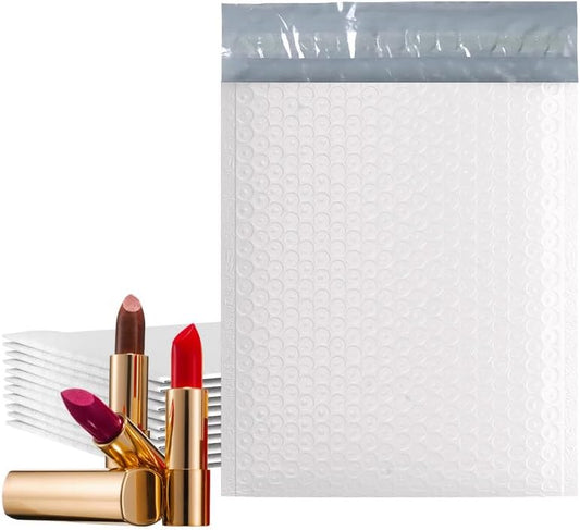 White Poly Bubble Mailers 6.5 x 9 Inch. Pack of 500 Padded Envelopes Waterproof. Self Seal Padded Mailers with Durable Seams. Lightweight Padded Shipping Envelopes for Mailing Fragile Things