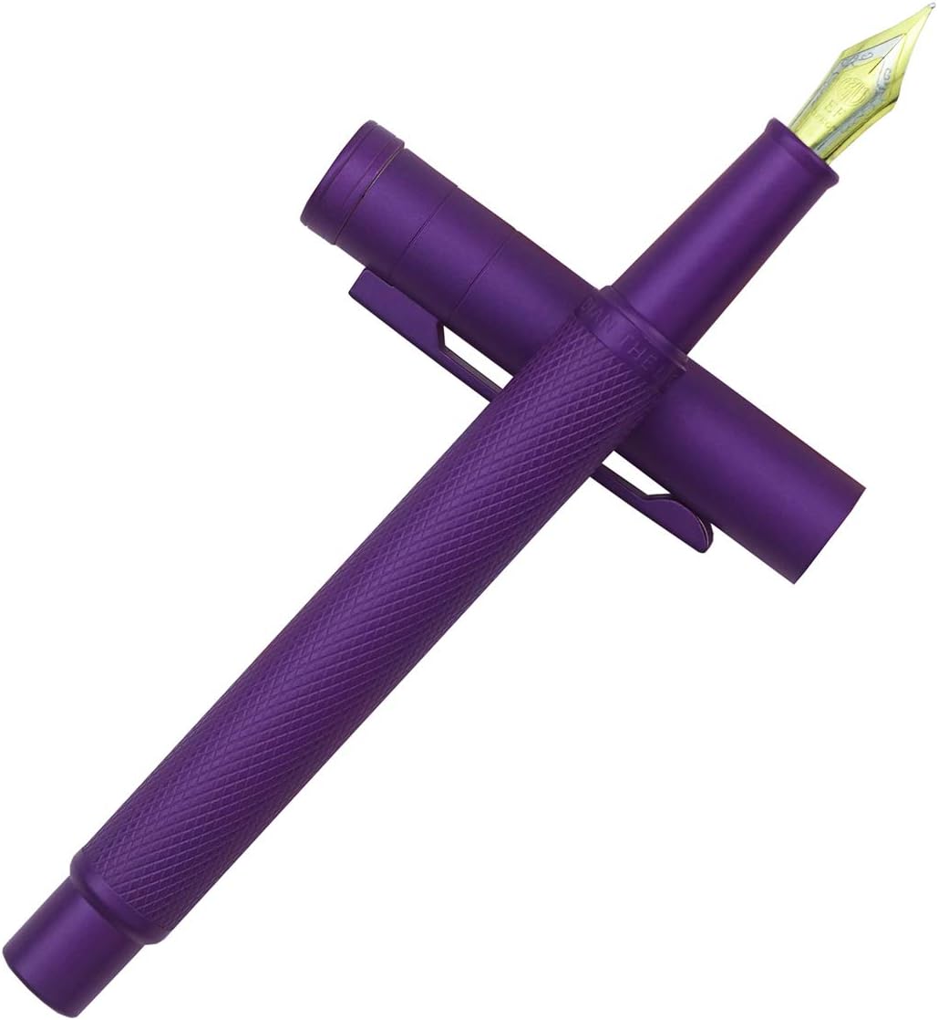 Asvine Purple Forest Fountain Pen Fine Nib Classic Design with Converter and Metal Pen Case Set