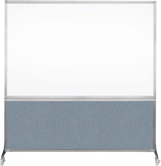 DivideWrite Mobile Whiteboard | Double Sided Dry Erase Board | Portable Office Cubicle Partition | Display for Classrooms, Conference Rooms, Meeting Areas and More | Powder Blue 6' Wide X 6' Tall