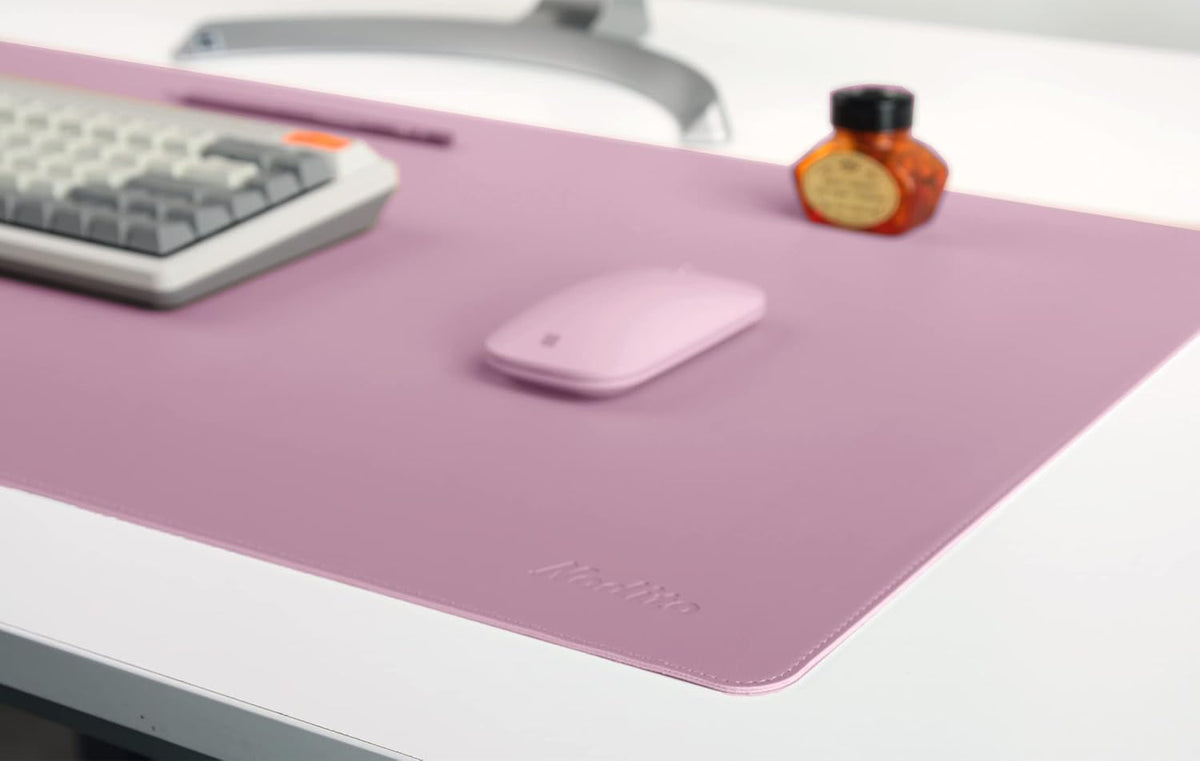 Dual-Sided Leather Desk Pad,Blotter for Laptop Computer,Mouse Pad,Writing,Drawing,Arts and Craft Mat (17"x35", Lilac)