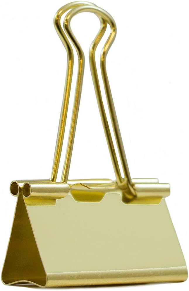 JAM PAPER Colorful Binder Clips - Large - 1 1/2 Inch (41 mm) - Gold Binderclips - 12/Pack