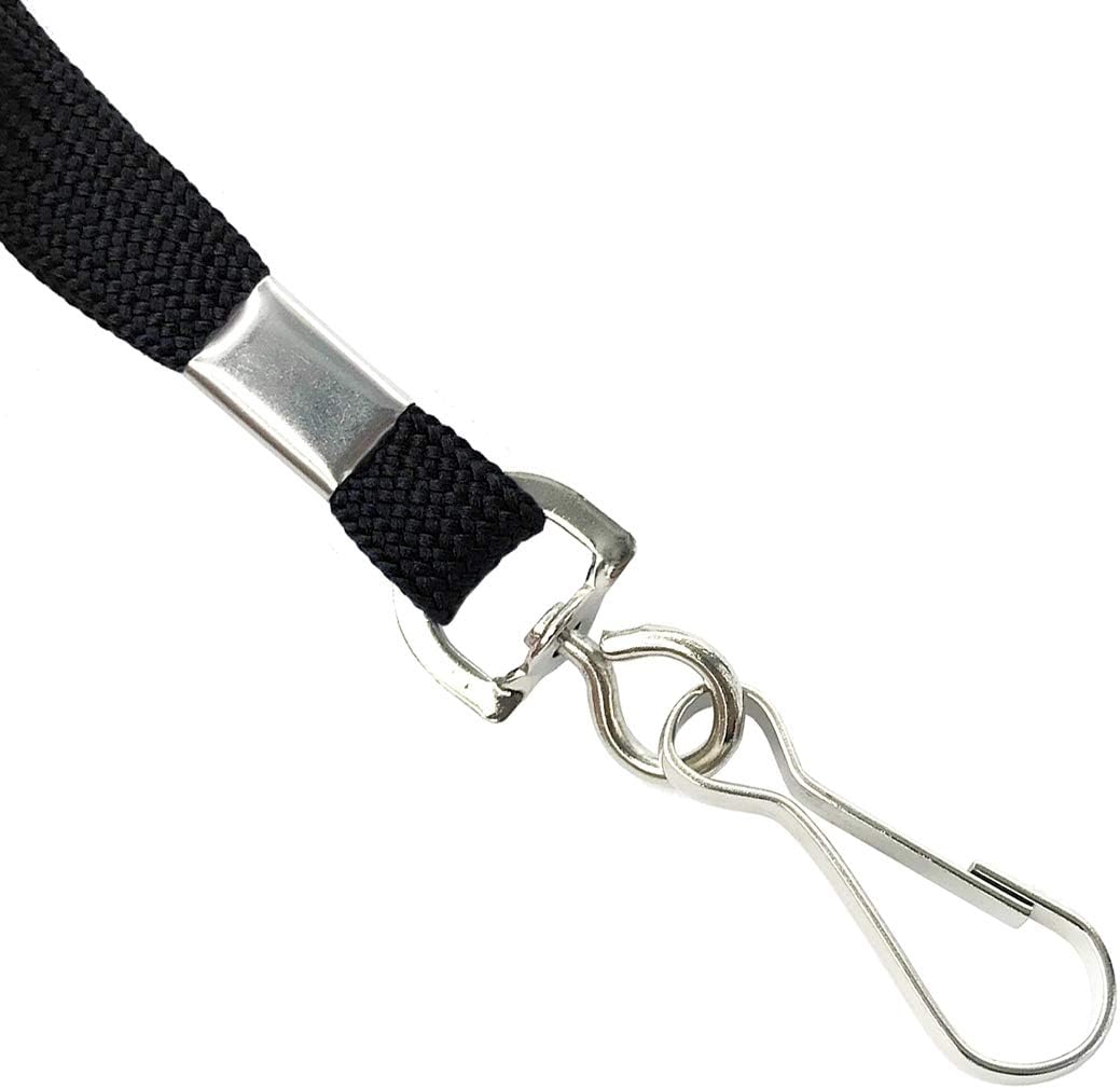Bird Fiy Lanyards Safety Black Lanyards Neck Flat Premium Breakaway Badge Lanyard with J-Hook for ID Nametag Badge Holder (Black, 50 PCS)