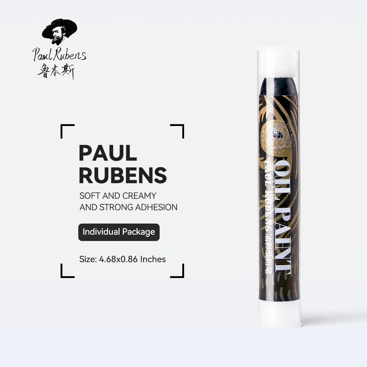 Paul Rubens Jumbo Black Oil Pastels - 2 Pack (60g Each, 0.79"x4.72"), Extra Soft & Creamy, Professional Blendable Pastel Sticks for Artists, Students, Sketching & Large Areas