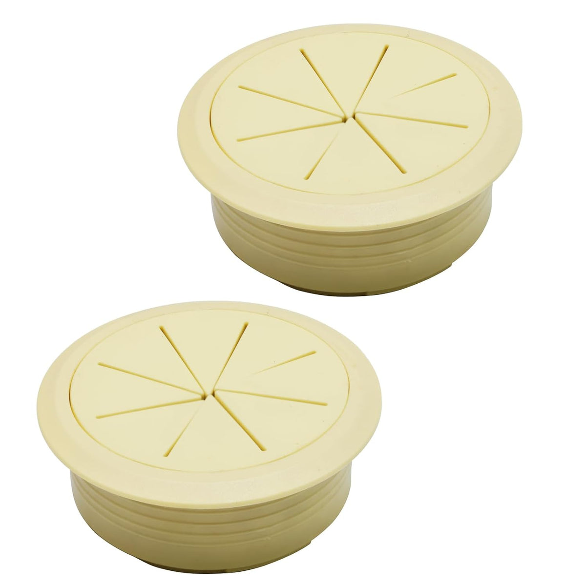 Desk Grommet 3-1/8" (80 mm), Desk Hole Cover for Cables Beige, Cable Grommet ABS Plastic, Desk Hole Grommet for Office and Home Table Cable, Detachable & Flexible Cable Cord Organizer-2 Pcs