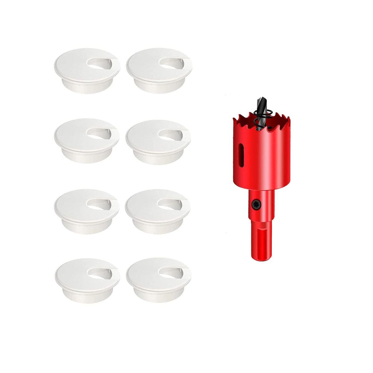 TuTuYa 8PCS Desk Grommet, Desk Grommet 1-1/2 Inch (38mm) Desk Cable Grommet Desk Cable Hole Covers with Hole Saw, Ideal Solution for Office and Home Table Cable (White,1-1/2 Inch)