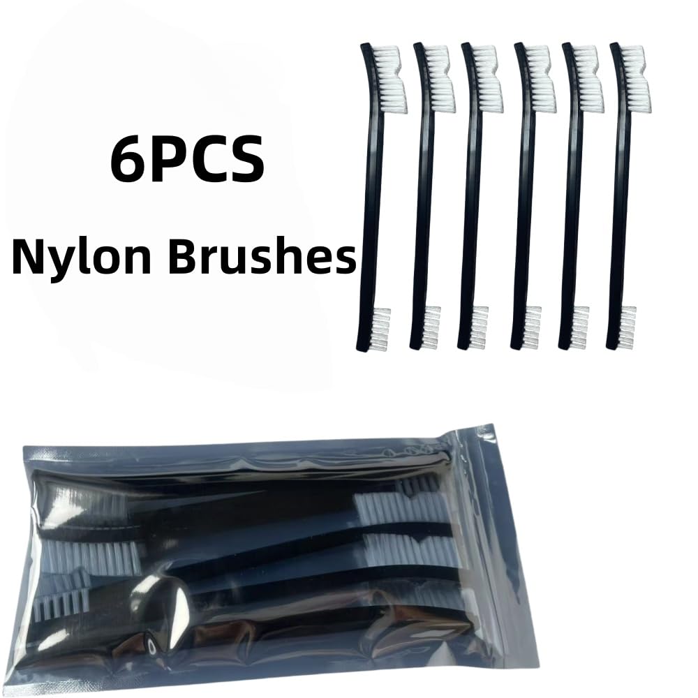 6-Pack Small Wire Brush Pro Kit: Nylon Bristles for Engines, Jewelry & Household Scrubbing – Chemical-Resistant & Heat-Resistant - Tackle Motorcycle Chains, Sinks & Sneakers, Gun Cleaning Brushes