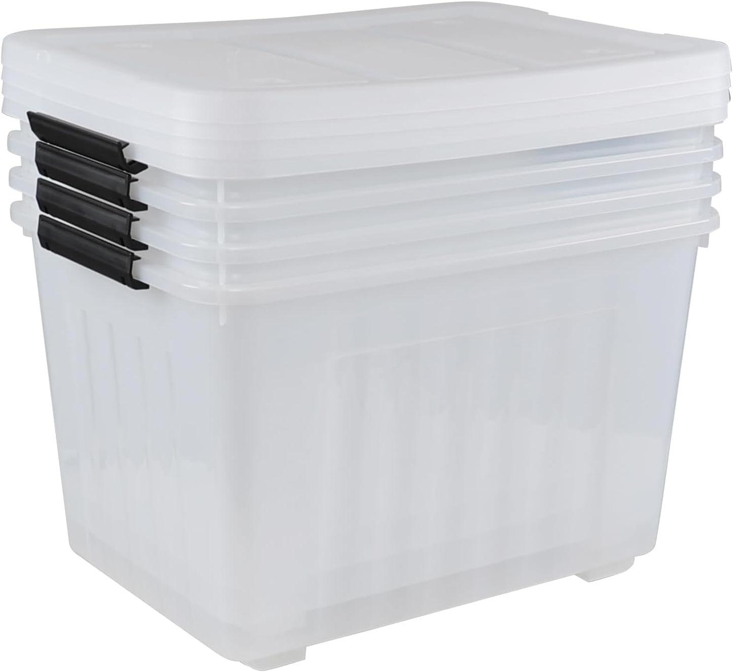 Wekioger 70 Quart Large Lidded Storage Bin, 4 Packs, Plastic Storage Container with Wheels, Latching Storage Box