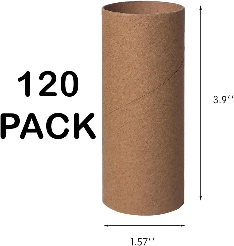 120 Pack Thick Cardboard Tubes For Crafts - Craft Rolls - Round Cardboard Tubes - Craft Tubes - Toilet Paper Rolls Crafts - Paper Tube For Crafts - Craft Round Tubes 1.57 x 3.9 Inches - Brown
