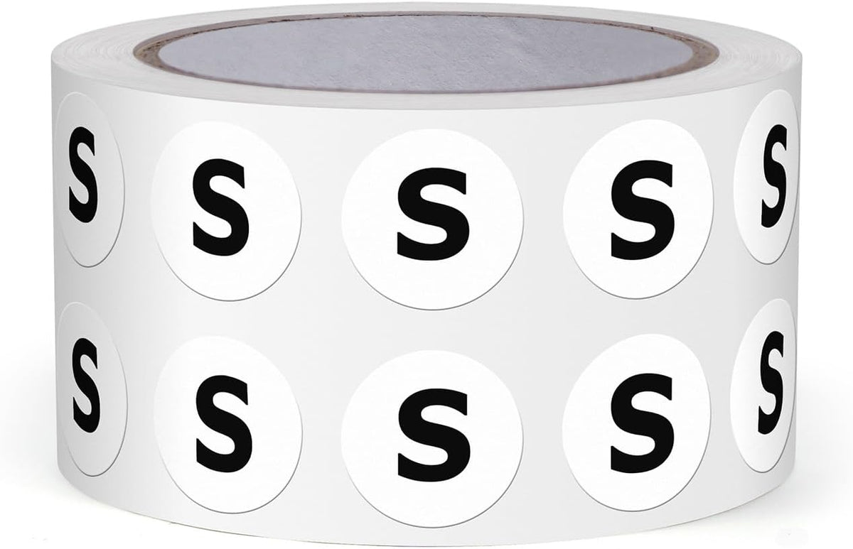 Letter S Round Stickers 0.5 Inch Vinyl Circle Capital Alphabet Labels Self-Adhesive Removable Waterproof Dots Tags for Home Office Inventory 1000 PCS