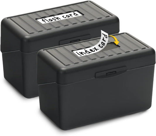 H4D Index Card Holder 3x5, Index Card Box Organizer Case, 3x5 Flash Note Card Holder, 2 Packs (Black)