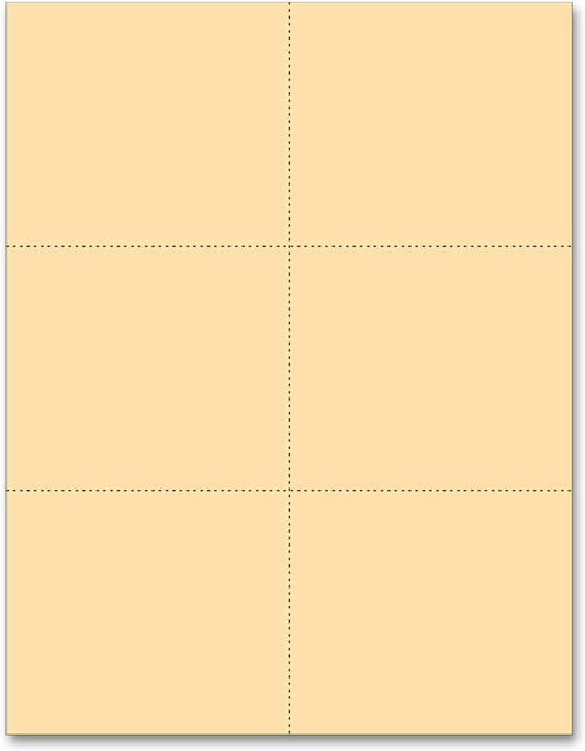 Laser Printer Blank Perforated Cards 6 up per Page (Manila, 6000 Cards)