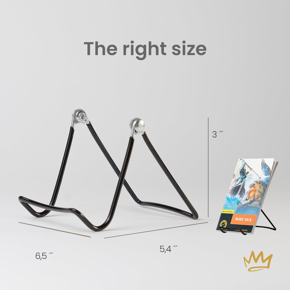KINGDOM SOLUTIONS MADE IN USA 2-Pack Sturdy & Durable Adjustable Black Metal Easels to Display Books, Frames, Comics, Plates & More - Unique on the Market