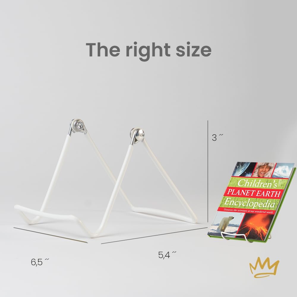 KINGDOM SOLUTIONS MADE IN USA 2-Pack Sturdy & Durable Adjustable White Metal Easels to Display Books, Frames, Comics, Plates & More - Unique on the Market
