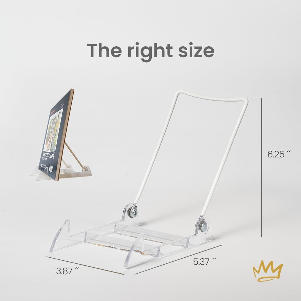 KINGDOM SOLUTIONS Made in USA 12-Pack Sturdy & Durable Adjustable White Acrylic Easels to Display Unnoticeably Plates, Art, Pictures & More - Unique on The Market