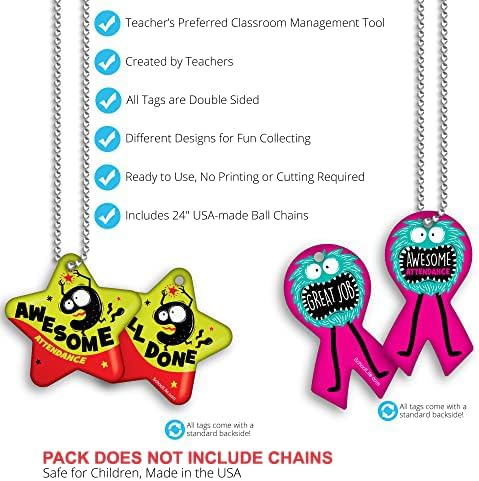 Brag Tags Fun Critters & Monsters Increase Attendance Incentives Value Pack: 250 Multicolor, Waterproof Teslin Brag Tags (25 Per Design)