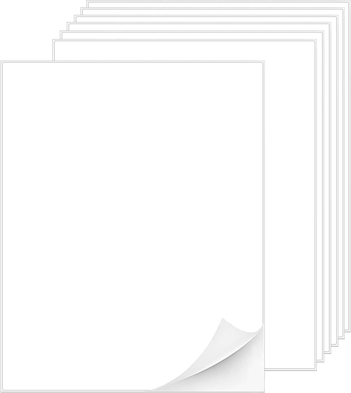 Printable White Sticker Labels, 50 Sheets 8.5" x 11" Full Sheet Label Stickers Paper for Laser & Inkjet Printer - Matte, 50 Labels