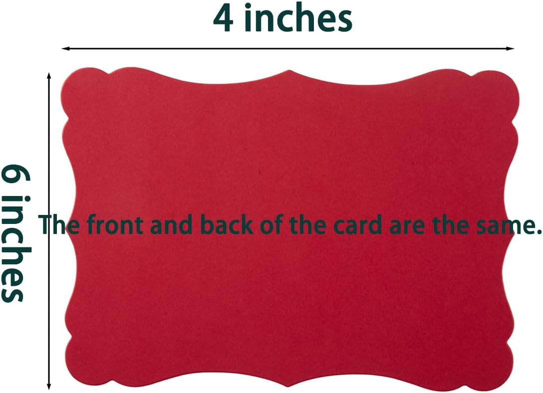 50 Pack Christmas Blank Kraft Cards Cardstock Thick Paper Brown Greeting Cards for DIY Gift Card Menus, Baby Shower and Wedding Invitations (Christmas Red/Green, 4x6IN)