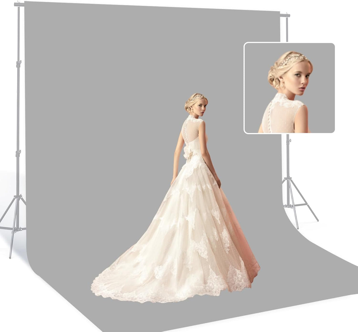 BEIYANG Light Grey 10 x 20 Ft Large Screen Backdrop Cloth for Photography, Non-Reflective Gray Photo Background Screen for Portrait Product Photo Studio Shooting Props, Background Decoration Cloth