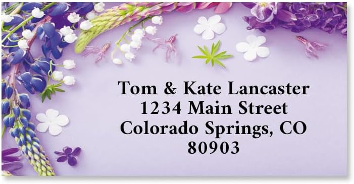 Colorful Images Draped in Purple Floral Return Address Mailing Labels, Personalize with Name & Address, Set of 144 Self Adhesive, Easy Peel Flat Label Sheets, Large, 4 Designs