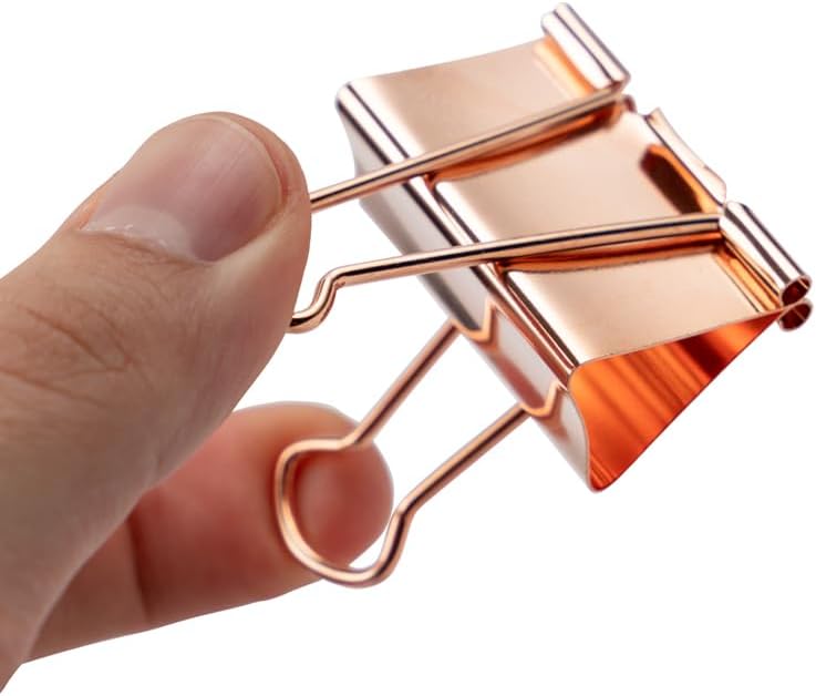 JAM PAPER Colorful Binder Clips - Large - 1 1/2 Inch (41 mm) - Rose Gold Binderclips - 12/Pack