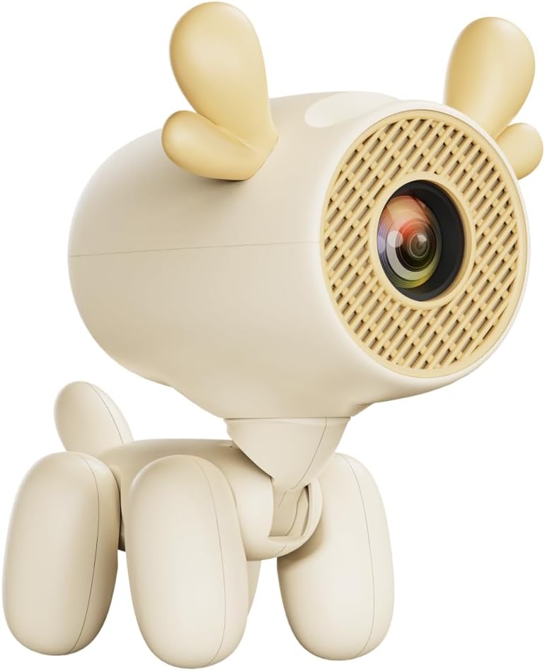 Deer-Shaped Mini Projector, Kids Projector, 720P HD Portable Projector with Cute Antler Design, 160ANSI Lumens, Compatible with iPhone/Android/HDMI/USB