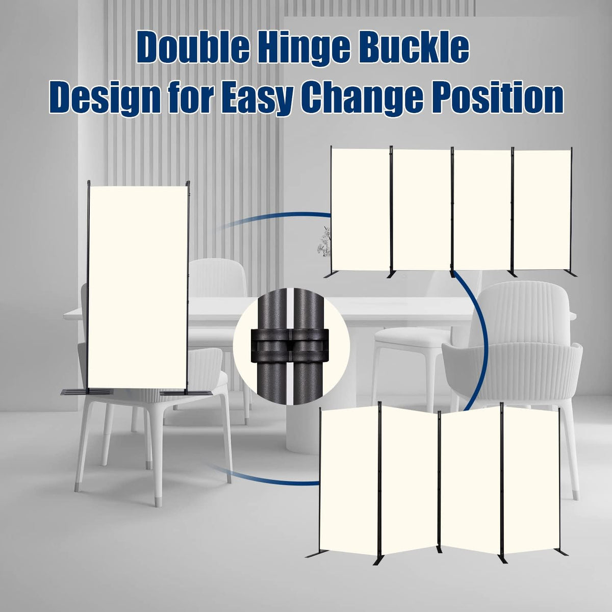 Room Divider 6FT Portable Room Dividers and Folding Privacy Screens, 136'' W Fabric Divider for Room Separation, 4 Panel Partition Room Dividers Freestanding Wall Divider Screen for Dorm Studio Office