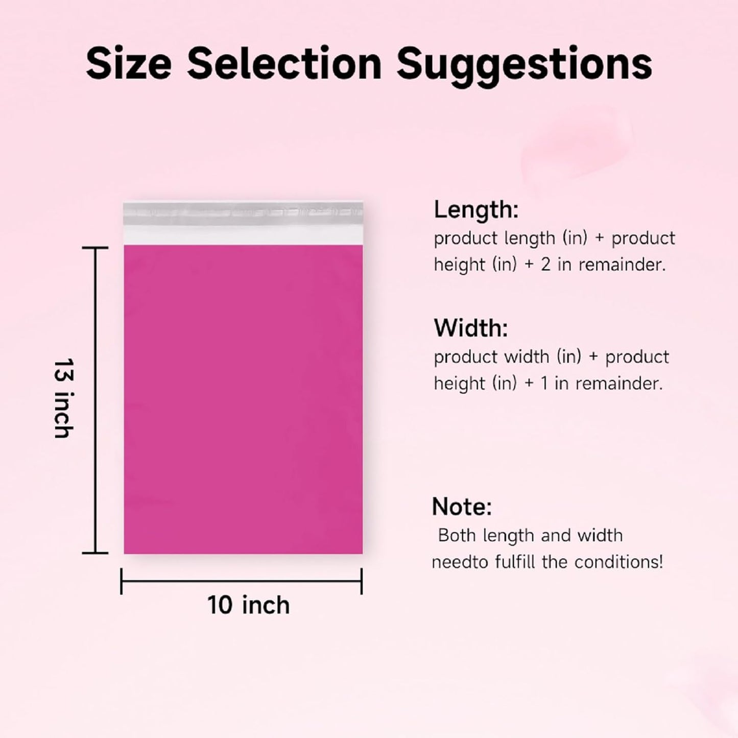 Poly Mailers Pink 10X13 500 Pack, Strong Adhesive Shipping Envelopes for Clothing/Shirt, Poly Bags for Small Businesses, Waterproof & Thick Mailing Packages Bags