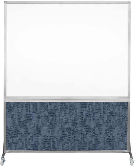DivideWrite Mobile Whiteboard | Double Sided Dry Erase Board | Portable Office Cubicle Partition | Display for Classrooms, Conference Rooms, Meeting Areas and More | Ocean Fabric 5' Wide X 6' Tall