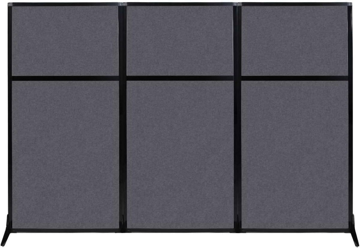 Versare Office Workstation Screen | Portable Wall Divider | Modern Cubicle | Freestanding Privacy Screen | Flexible Work Space | 3 Panels | 99" Wide x 70" Tall Dark Gray SoundSorb Panels