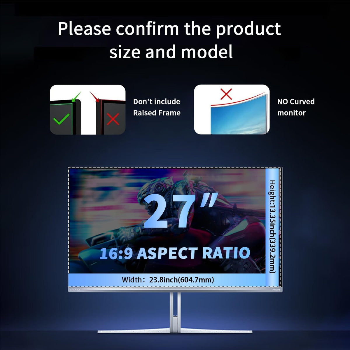 [2 Pack] Magnetic Privacy Screen for 27 Inch Monitor – Removable Anti-Glare Blue Light Filter for 16:9 Widescreen Desktop PC, Matte/Glossy Reversible Eye Protection Film