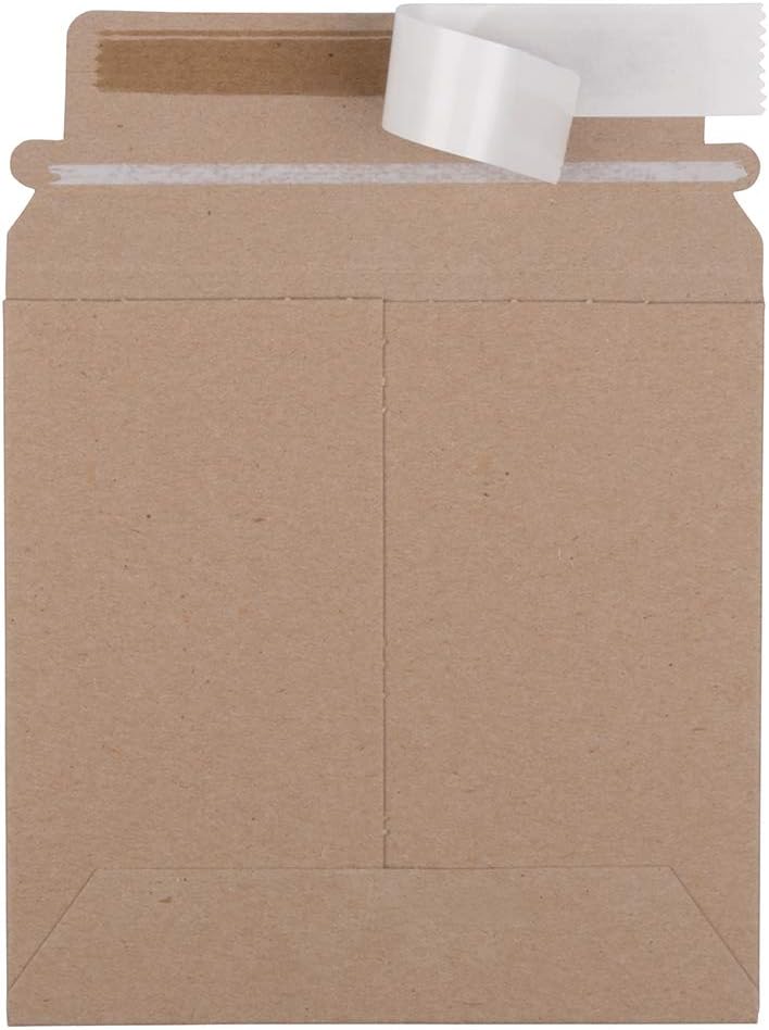 JAM PAPER Stay-Flat Photo Mailer Envelopes with Peel & Seal Closure - 6 x 6 - Brown Kraft - 6 Rigid Mailers/Pack